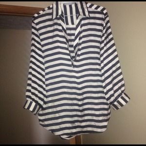 Black and white satin blouse