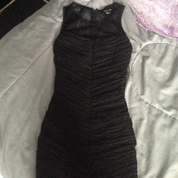 Lace back black dress