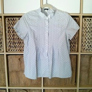 J. Crew Tuxedo Collar Polka Dot Shirt (Grey/White)