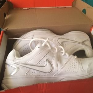 All white nike sneakers
