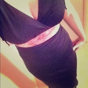 Little Black Dress with Pink Band