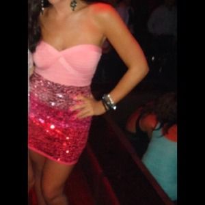 Pink ombré sequin dress