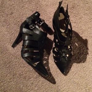 Strappy black heels