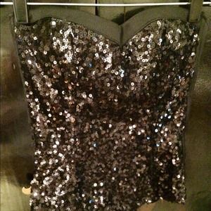 Black sequin bustier top