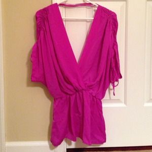 Aryn k Tops - Fuchsia deep v neck front and back aryn k top Aryn k Tops - Fuchsia deep v neck front and back aryn k top