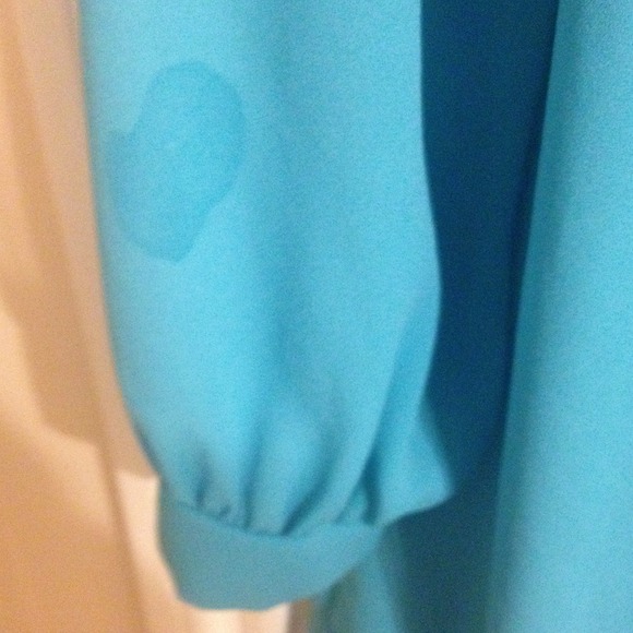 long sleeve blue shift dress - Picture 3 of 4