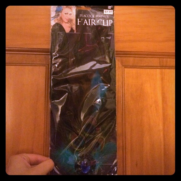 Peacock feather hair clip