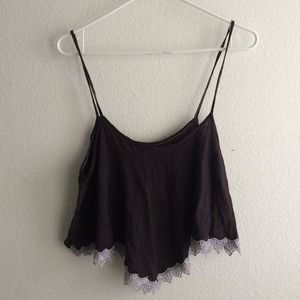 Black Fringed Crop Top