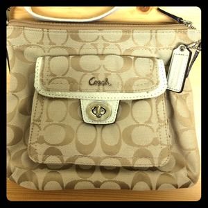 Coach cross body white and khaki handbag