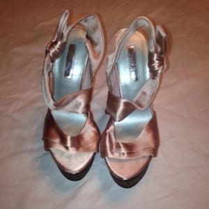 Light pink satin heels  with glitter detailing
