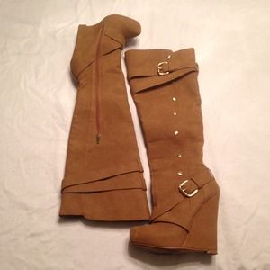 Bakers brown wedge leather boots