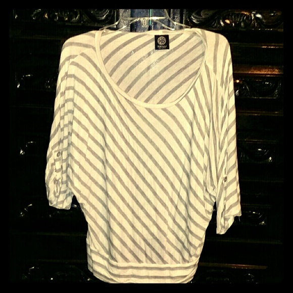 Cream and gray stripped shirt xl
