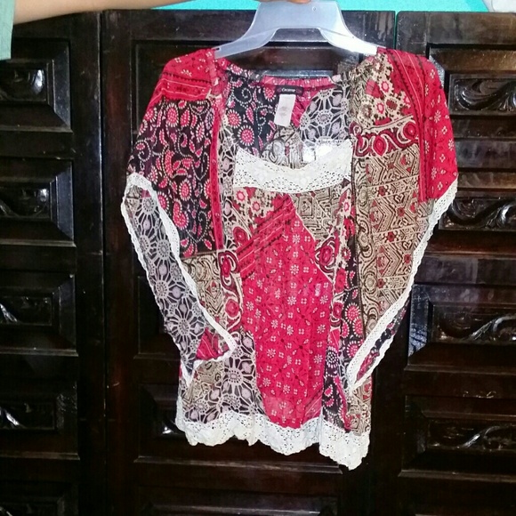 Xl red and lace blouse