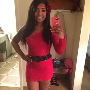 Sexy red lace one sleeved dress😄💄💃👠