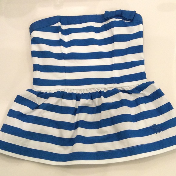 Royal blue and white striped strapless top💙