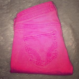 Hot pink Hollister skinny jeans