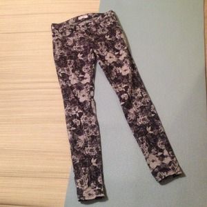 Black and gray floral jeans
