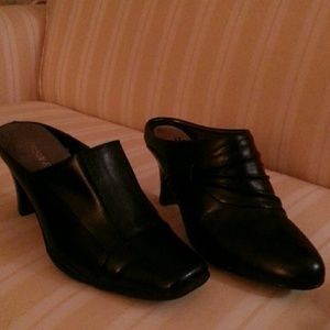 2 pair Black leather clogs: Sofft, Aerosole