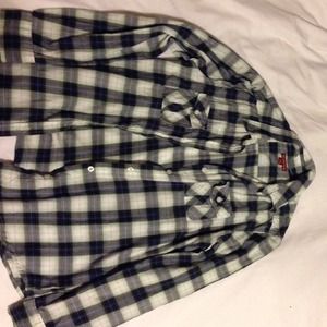 A blue and white flannel
