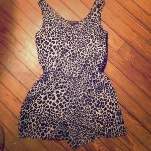 Black & white cheetah print romper with lace back