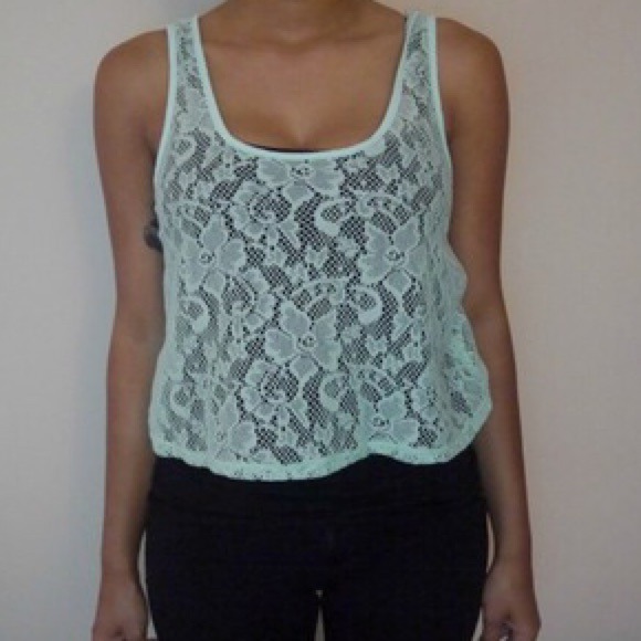 Mint green mesh crop top