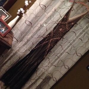 black/tan beaded even dress. Absolutely gorgeous