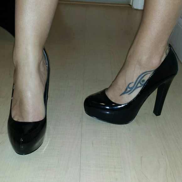 Black Patent Leather Platform Mary Jane Heels
