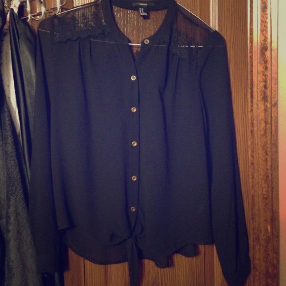 Sheer and lace button up - Picture 1 of 3