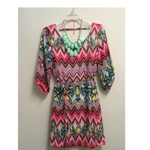 Ikat & Zig Zag Print Dress