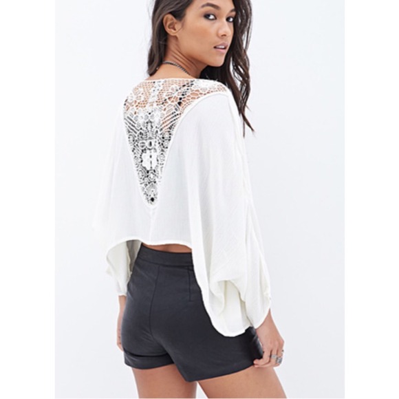 Crepe Woven Crochet Cardigan - Picture 1 of 4