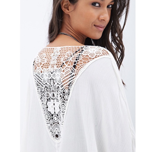 Crepe Woven Crochet Cardigan - Picture 3 of 4