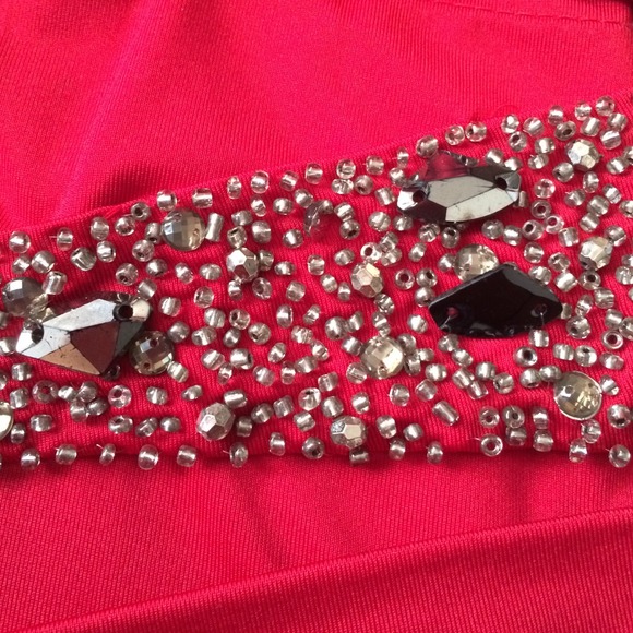 ☆SOLD☆ Holiday Sexy  Red Dress Bodycon embellished - Picture 2 of 3