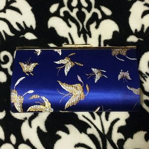 Cute Blue satin blutterfy clutch
