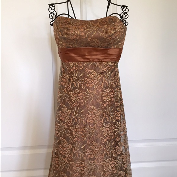 Gold/Copper Laced Strapless Dress