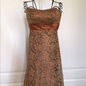 Gold/Copper Laced Strapless Dress