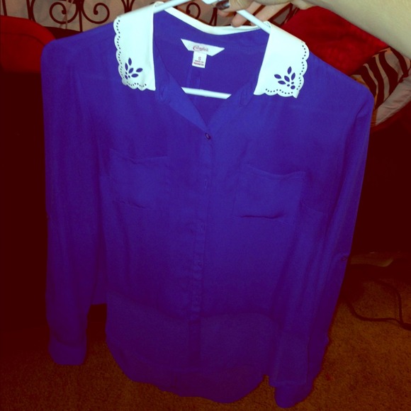 Royal Blue Button Up Collared Top