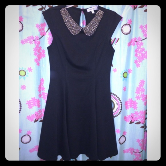 Black flare embellished dress
