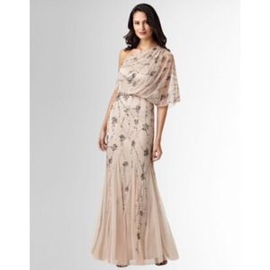 Adrianna Papell beaded grecian style gown