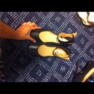 Black ballet ankle strap flats Steve Madden