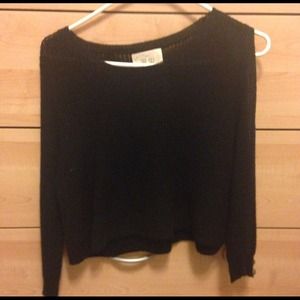 Black cut out shoulder cropped sweater
