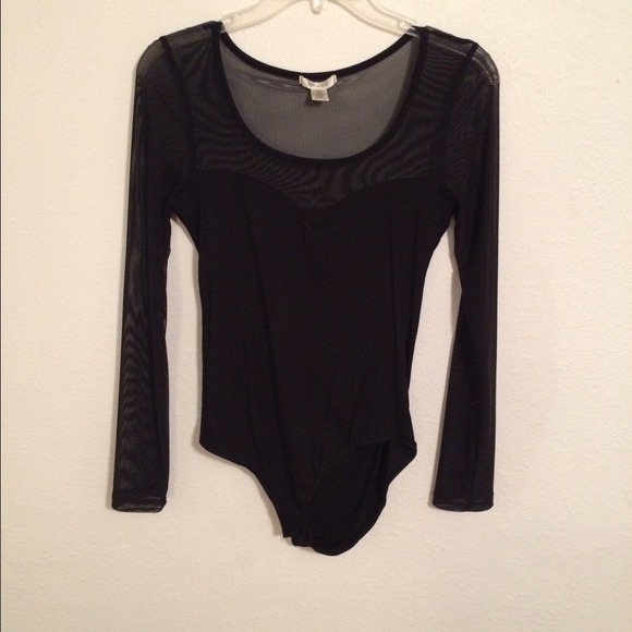 Black Long Sleeved Mesh One Peice