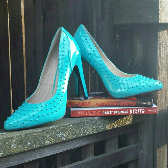 Fahrenheit Shoes - ☆HP×4☆ Fahrenheit Sunny-07 Teal Studded Heel