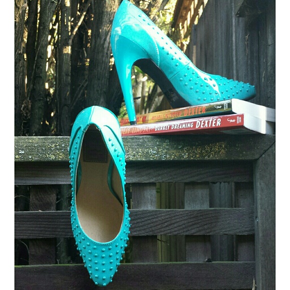 ☆HP×4☆ Fahrenheit Sunny-07 Teal Studded Heel - Picture 2 of 4