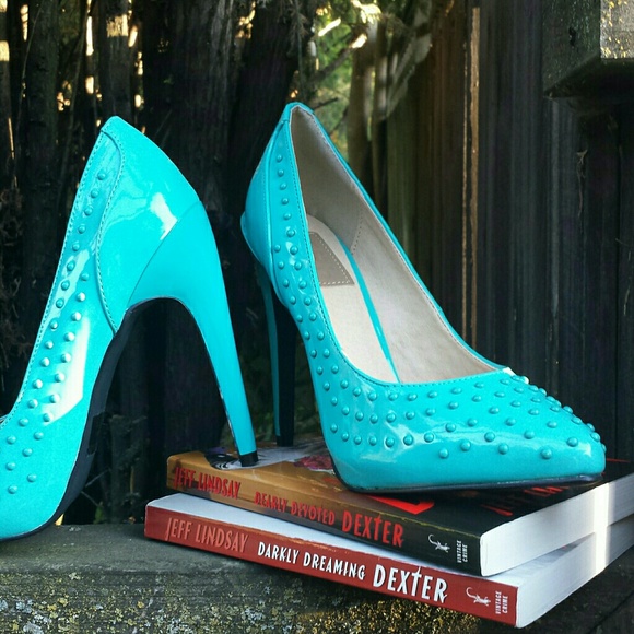 ☆HP×4☆ Fahrenheit Sunny-07 Teal Studded Heel - Picture 3 of 4