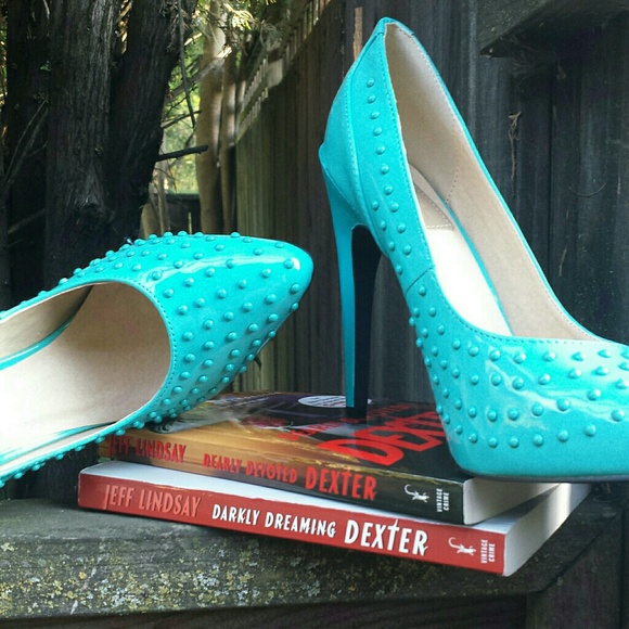 ☆HP×4☆ Fahrenheit Sunny-07 Teal Studded Heel - Picture 4 of 4