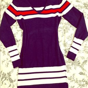 Navy striped sweater dress