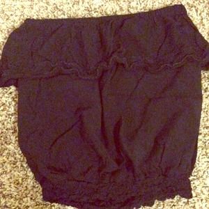 Solid black strapless top