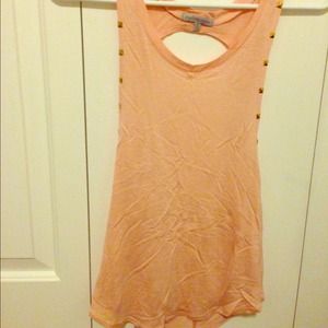 Soft pink loose studded tank with cut out