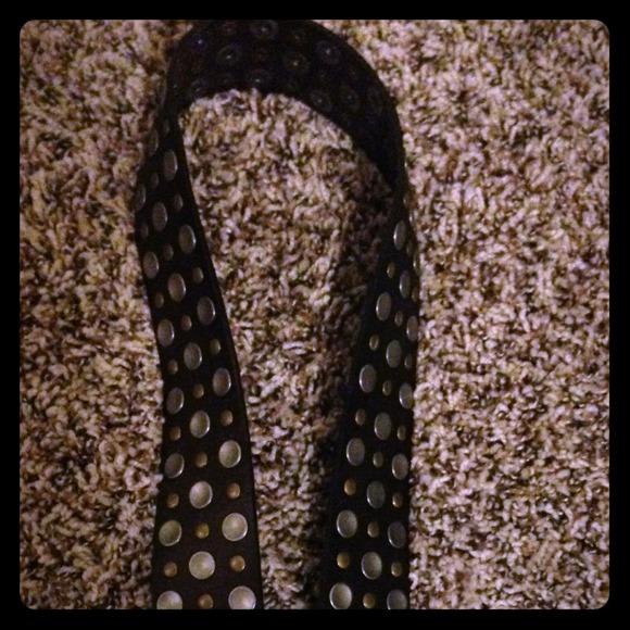 Darkest brown studded leather belt