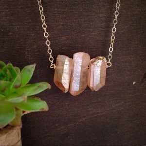 Raw rose quartz necklace